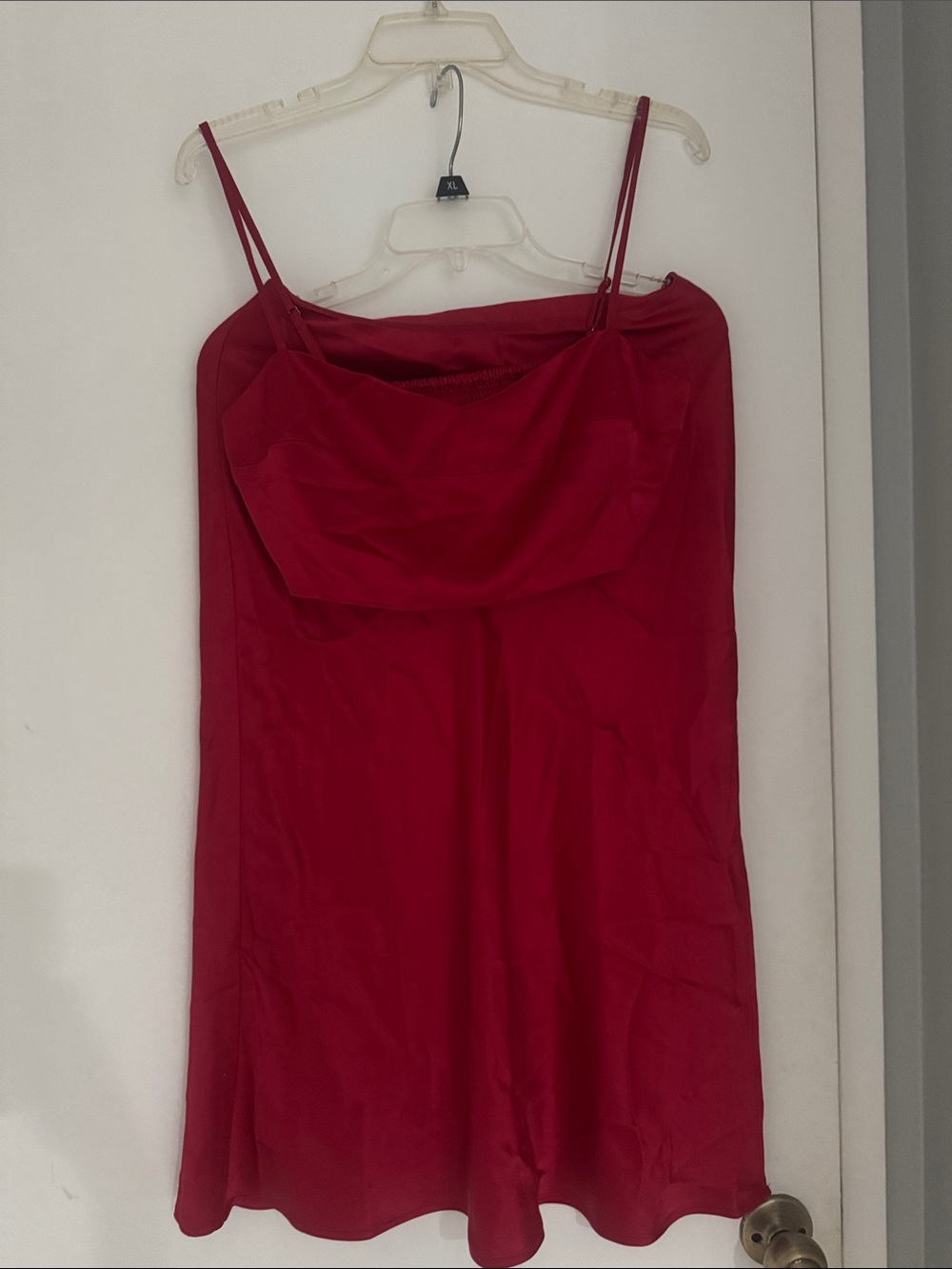 House of Harlow 1960 Red Satin Midi Two Piece Slip Dress